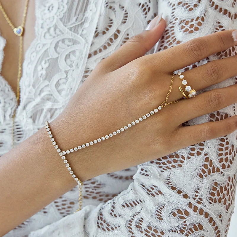 Rhinestone Hand Bracelet