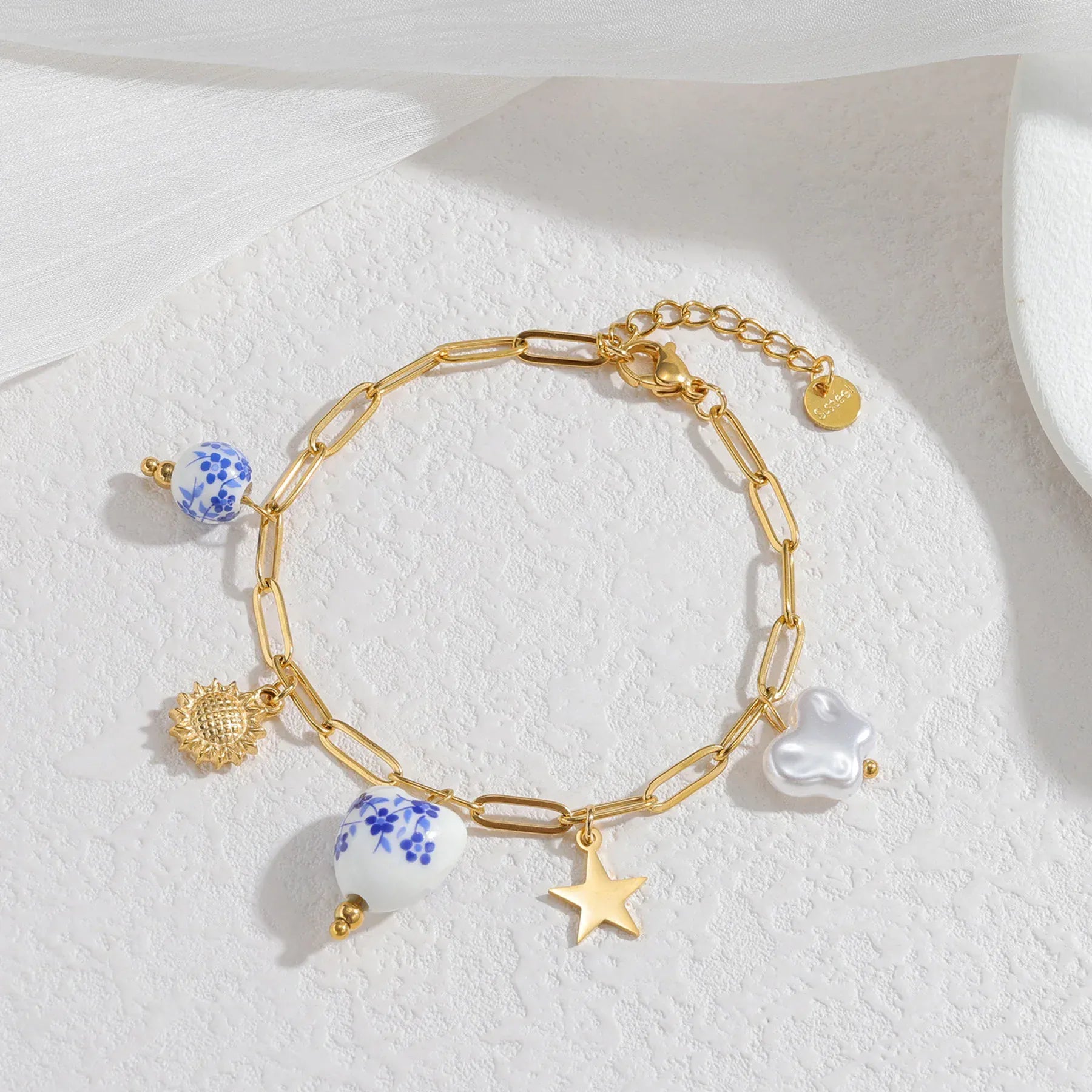 Blue Gold Charm Bracelet