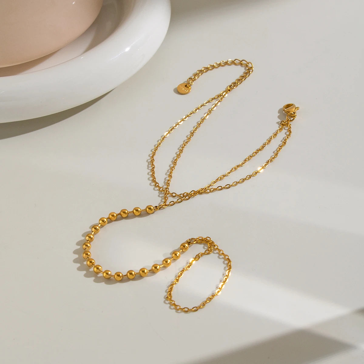 Gold Hand Chain Bracelet Beads