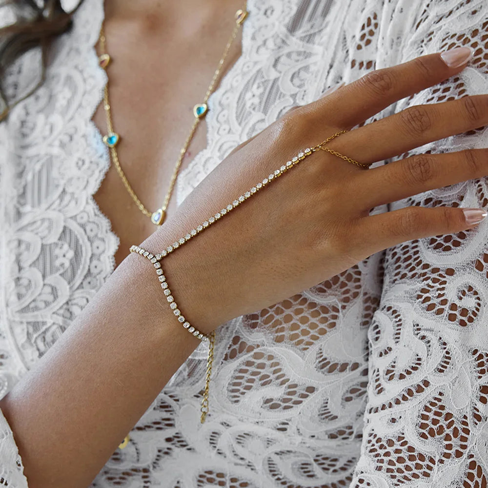 Rhinestone Hand Bracelet