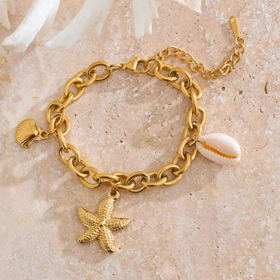 Gold Shell Charm Bracelet