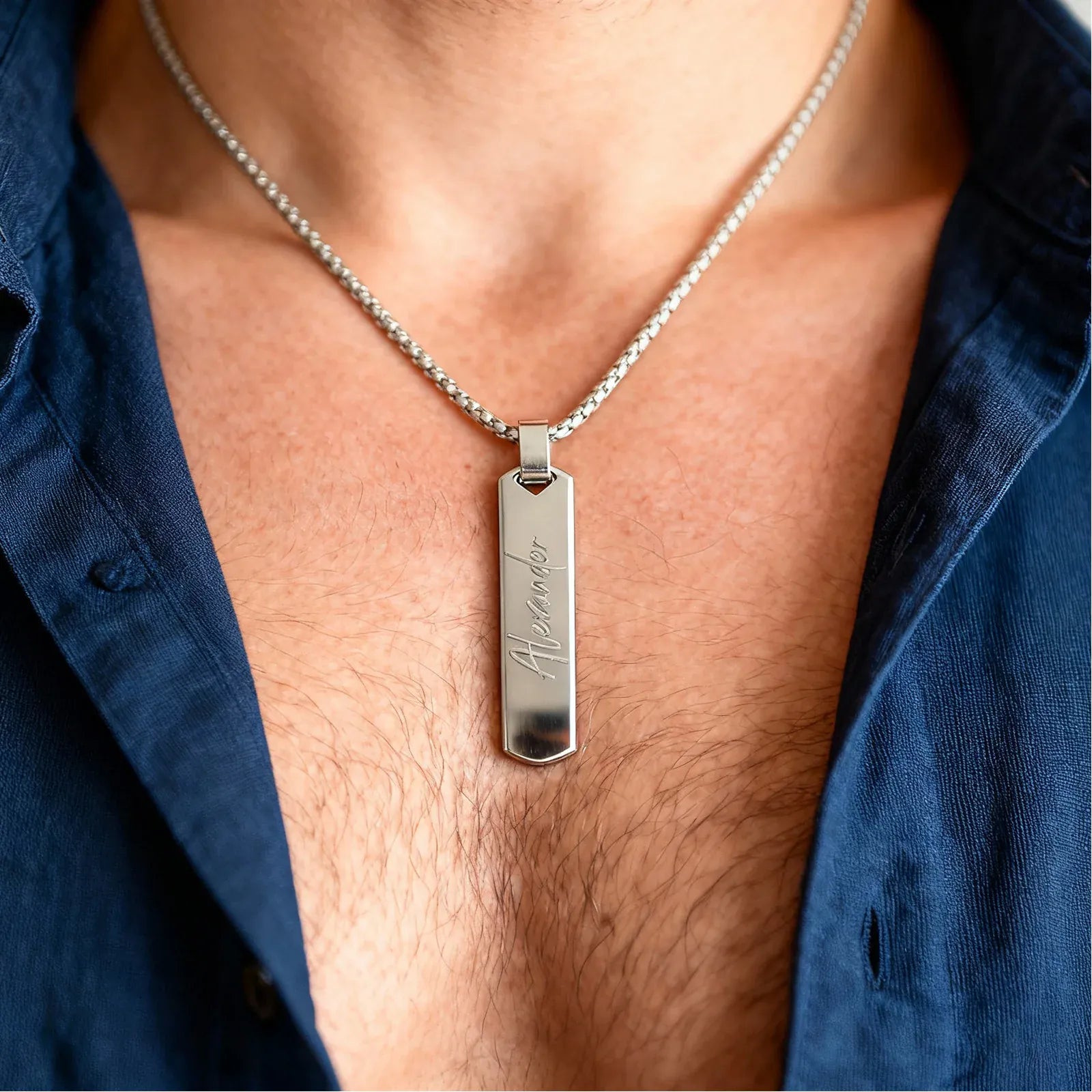 Silver Mens Necklace Pendants Personalized