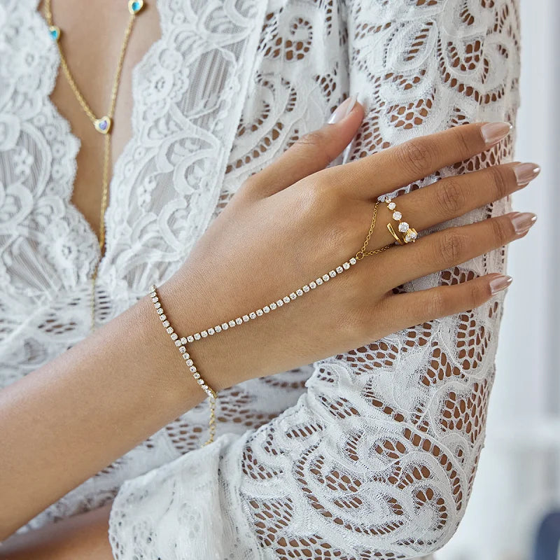 Rhinestone Hand Bracelet