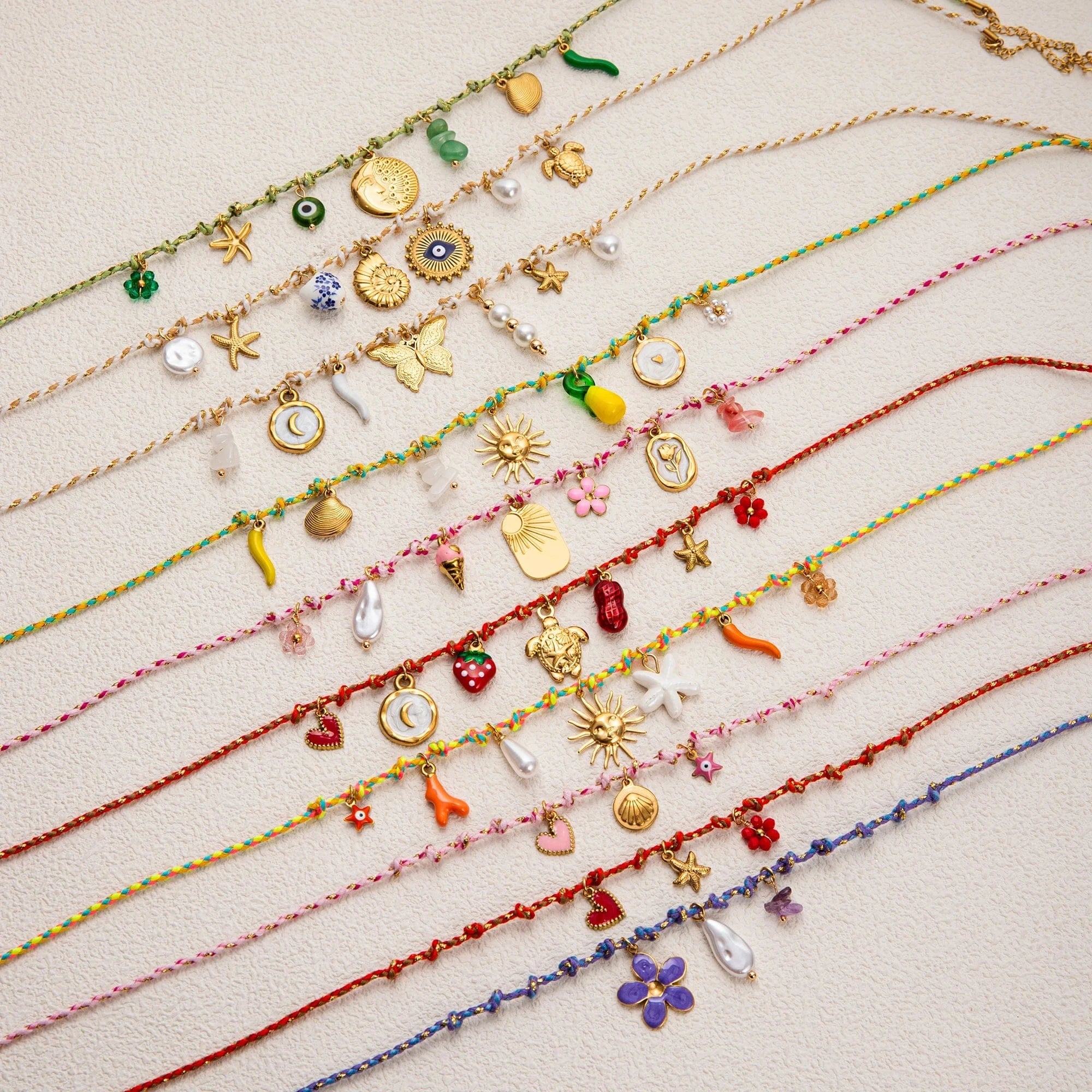 Gold Necklace with Multiple Pendants