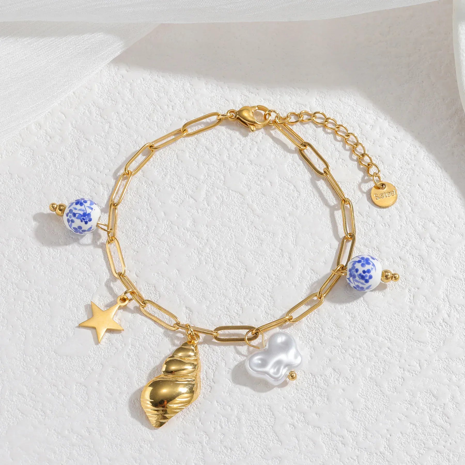 Blue Gold Charm Bracelet
