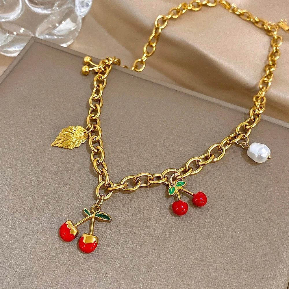 Gold Necklace with Charms