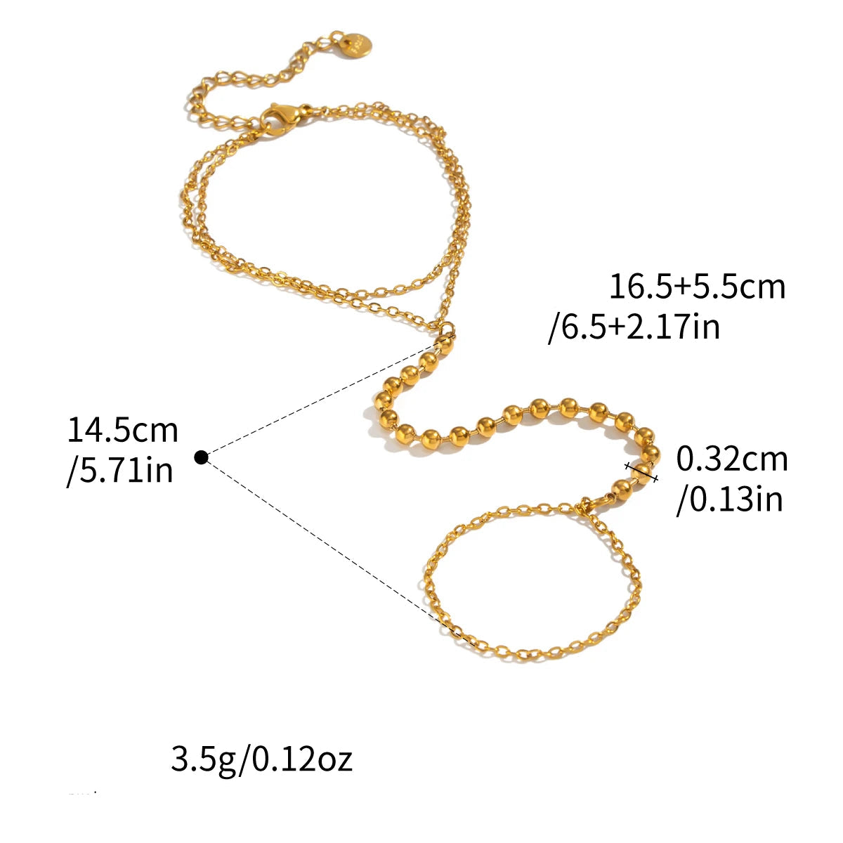 Gold Hand Chain Bracelet Beads