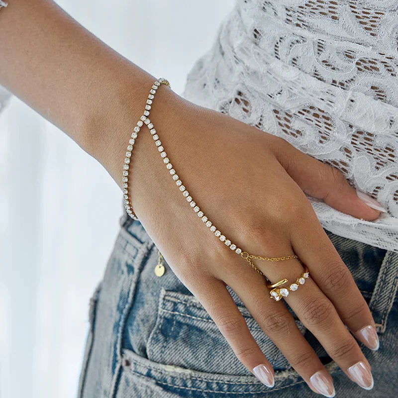 Rhinestone Hand Bracelet