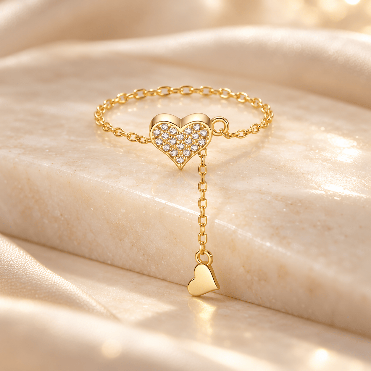Bague Ajustable Argent Coeur