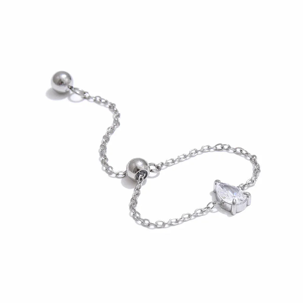 Bague Argent Pierre Anneau Chaine