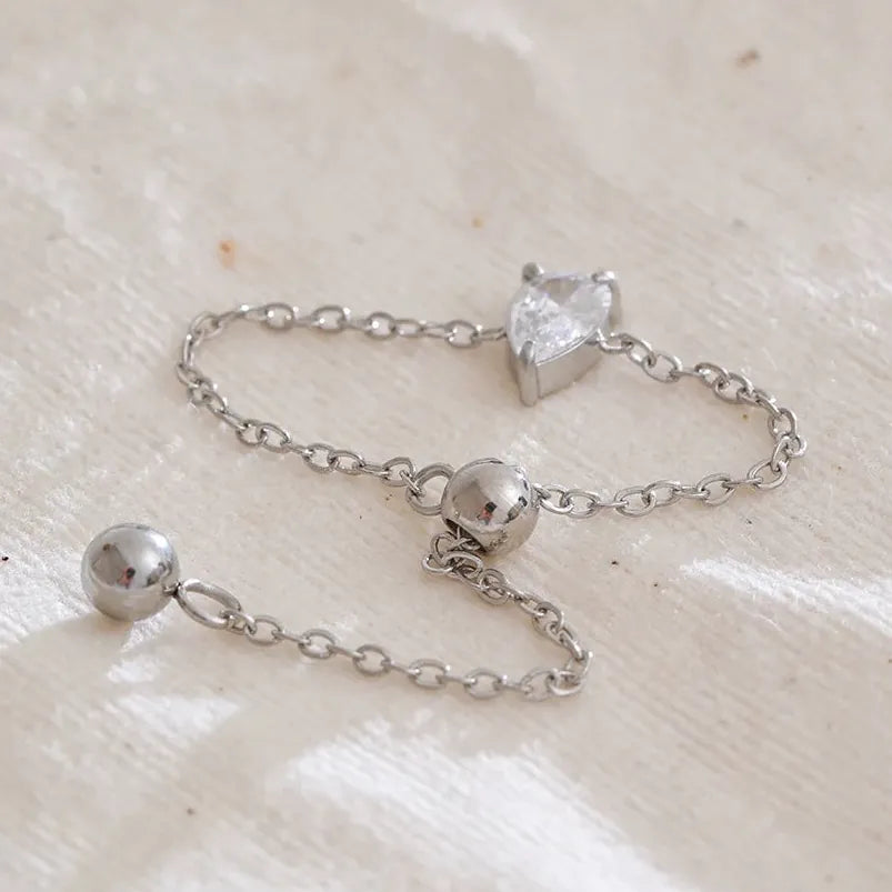 Bague Argent Pierre Anneau Chaine
