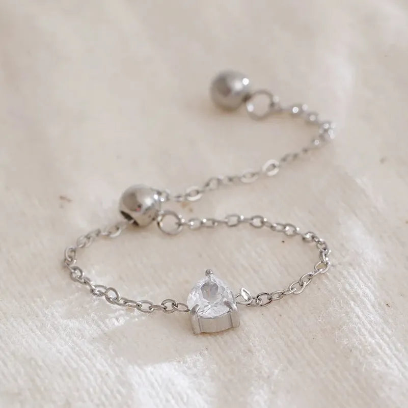 Bague Argent Pierre Anneau Chaine