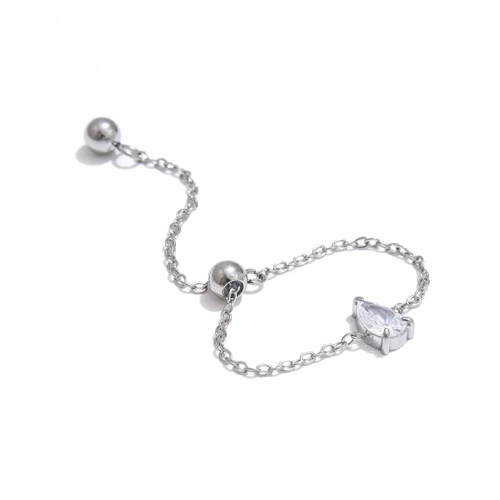 Bague Argent Pierre Anneau Chaine