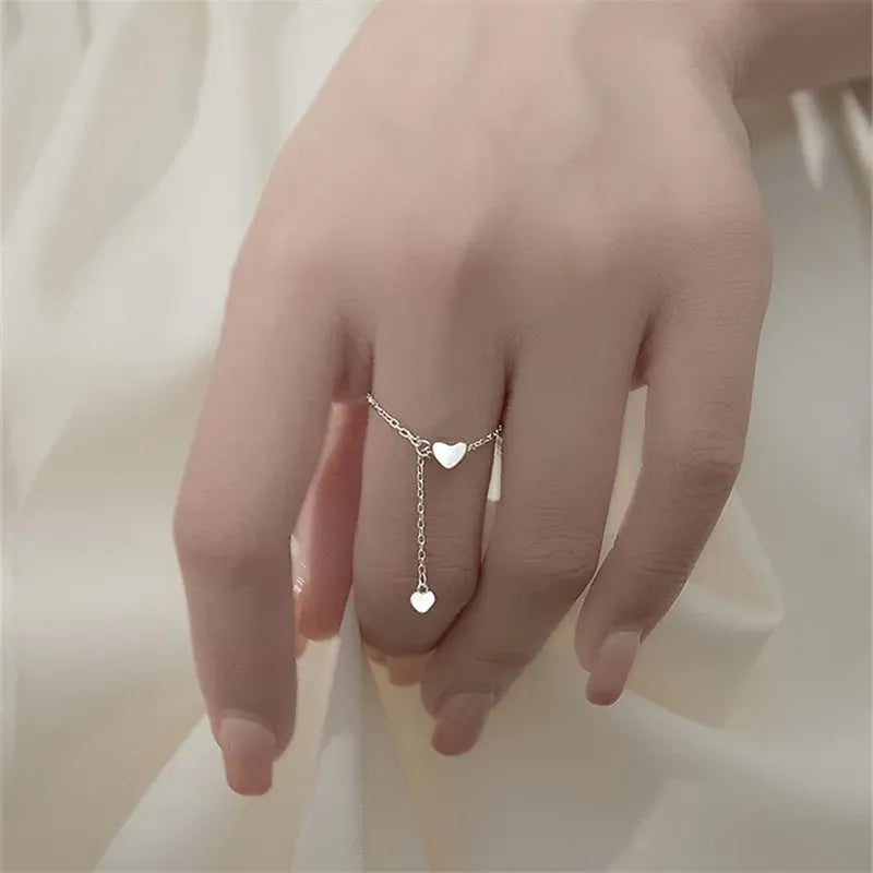 Bague Chaine Argent Coeur