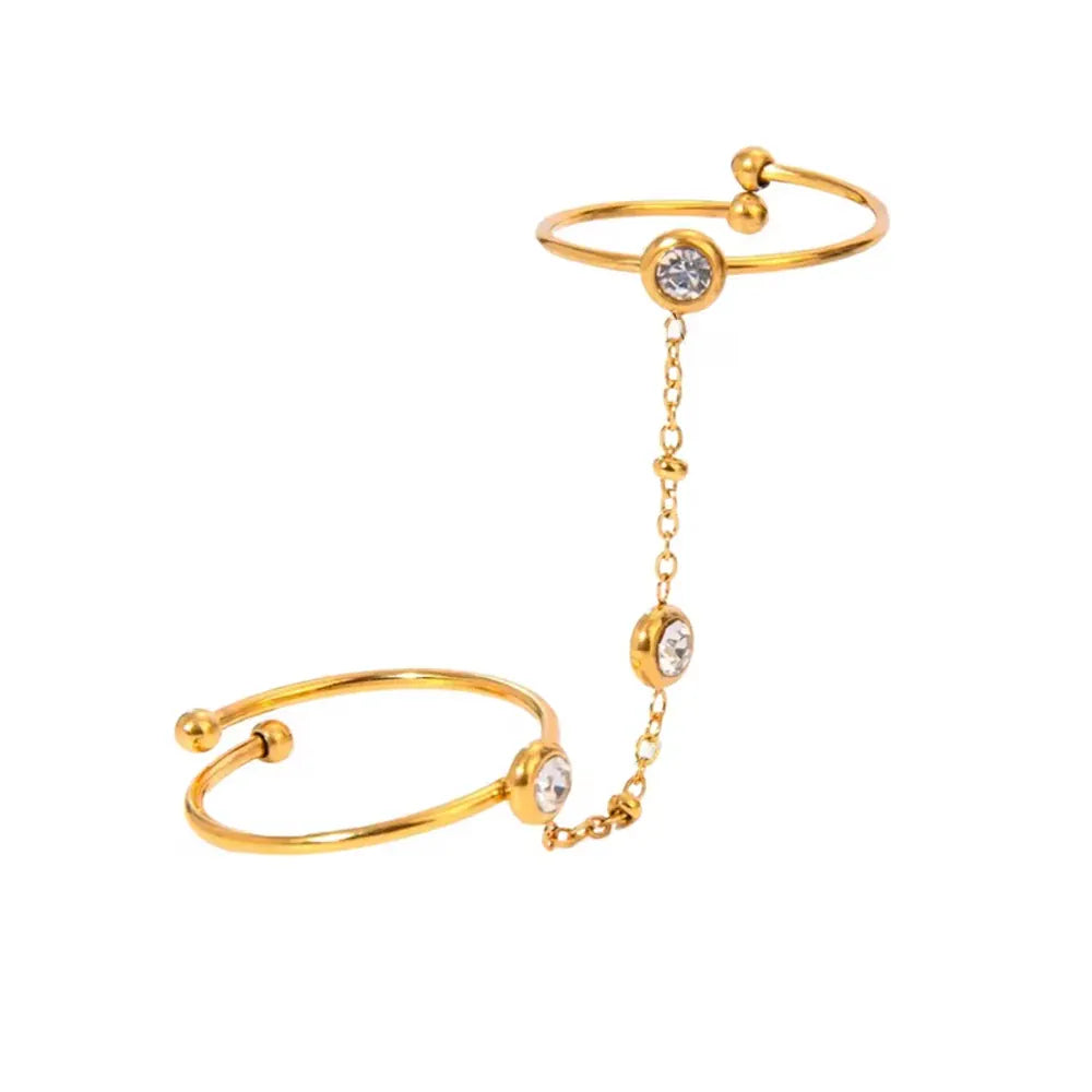 Bague Chaine Or Strass
