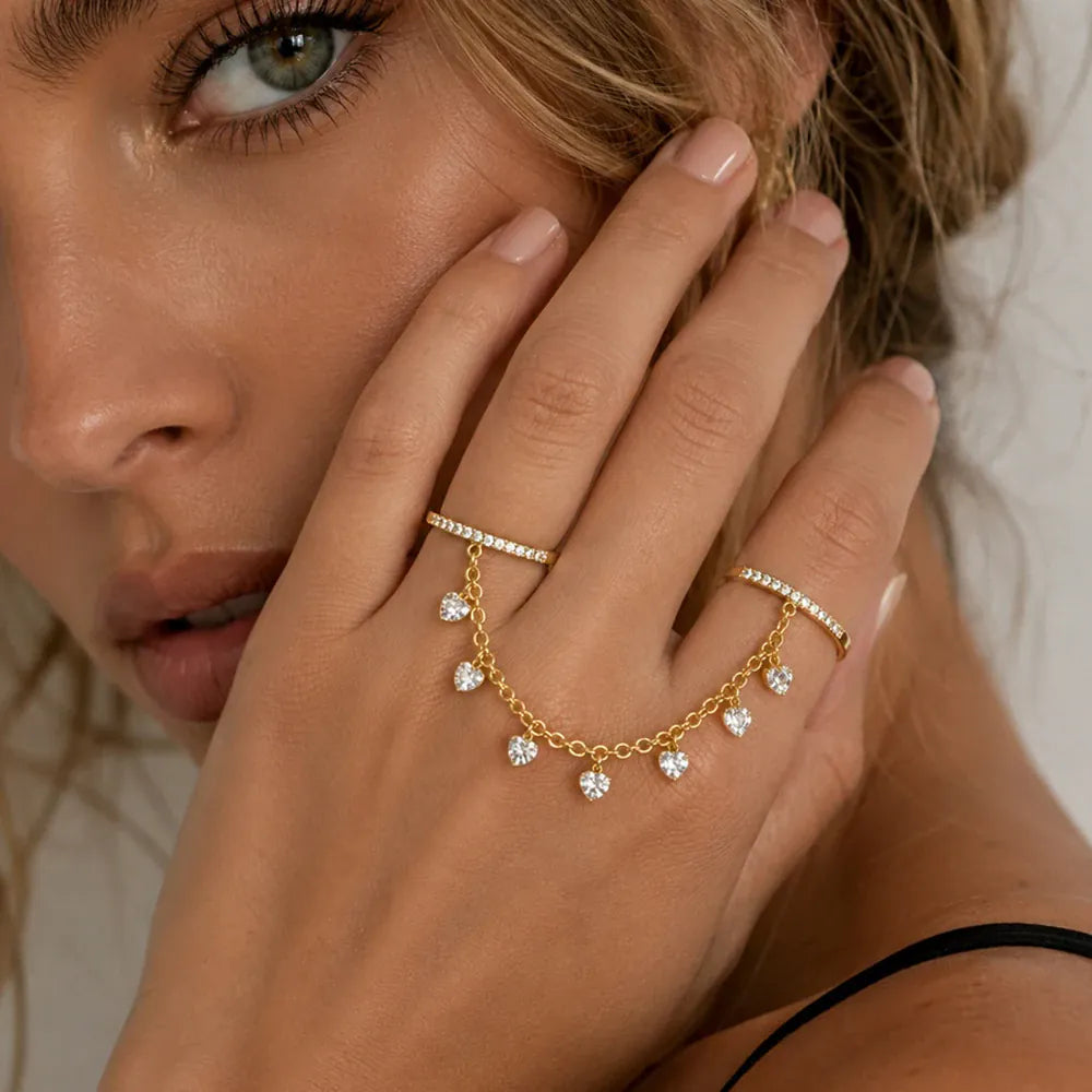 Bague Double Chaine Strass