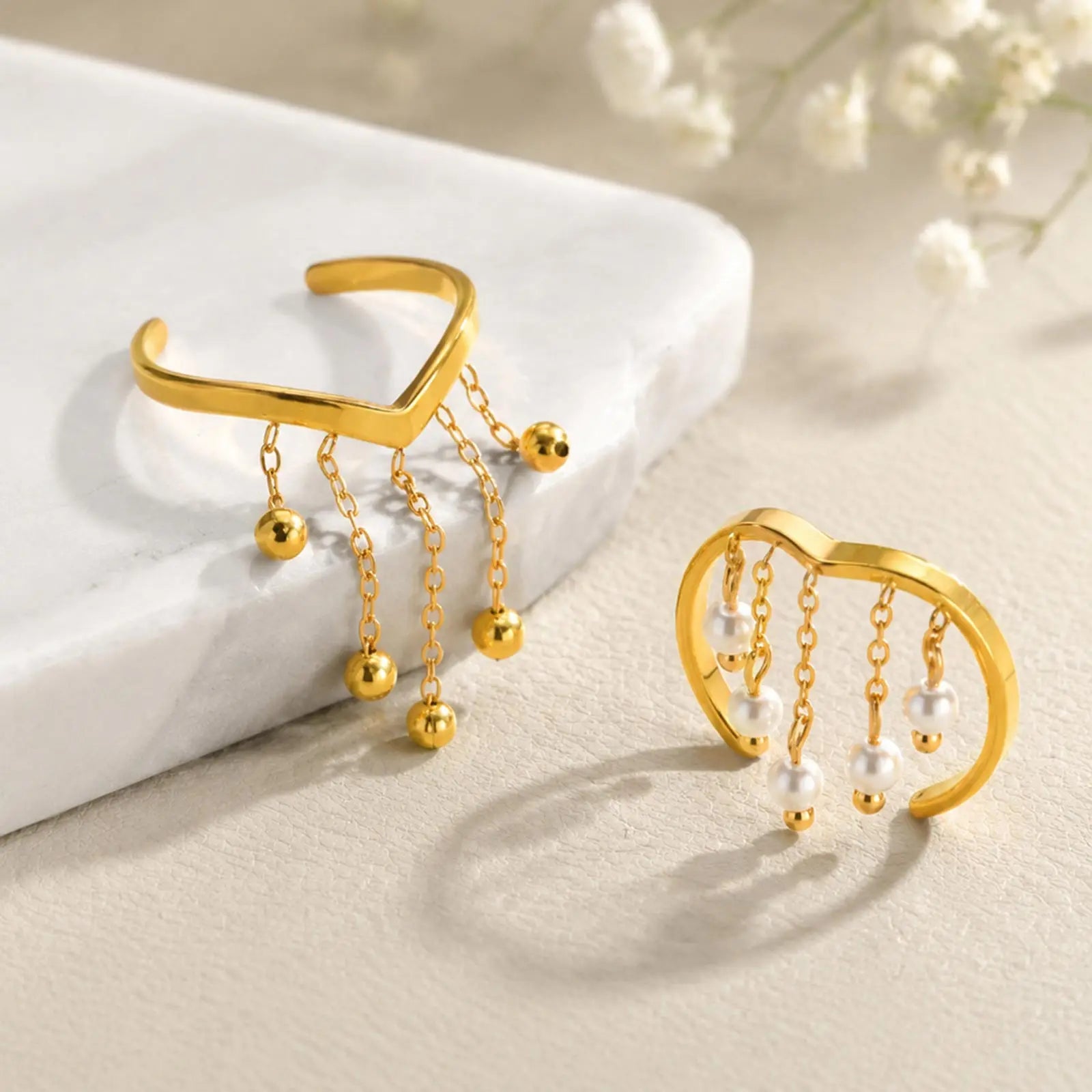 Bague Or Chaine Pampille