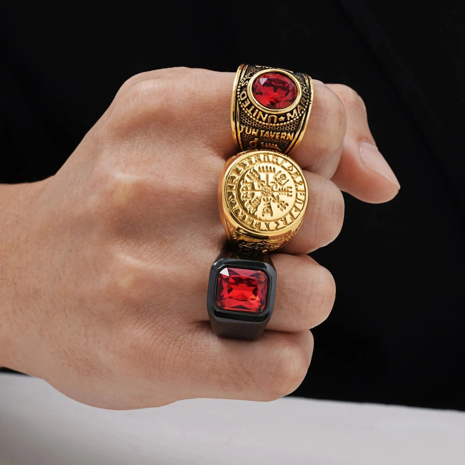 Bague Or Pierre Rouge Homme