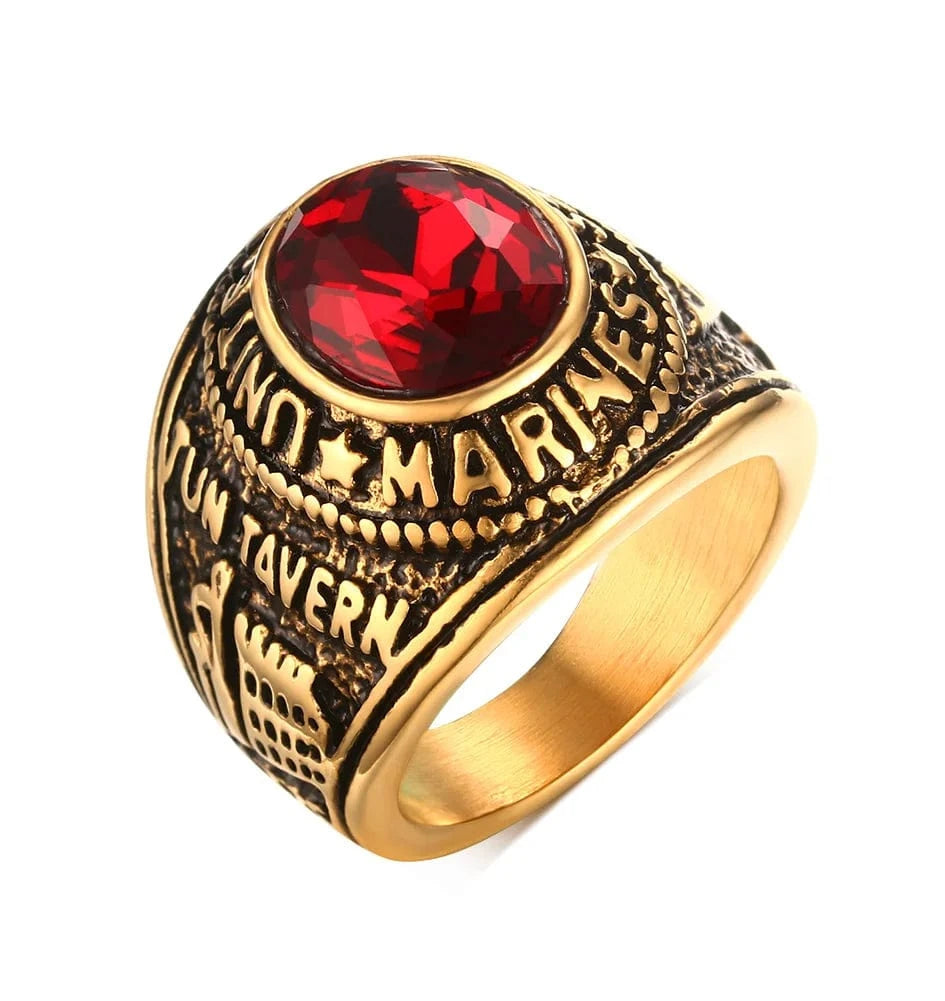Bague Or Pierre Rouge Homme