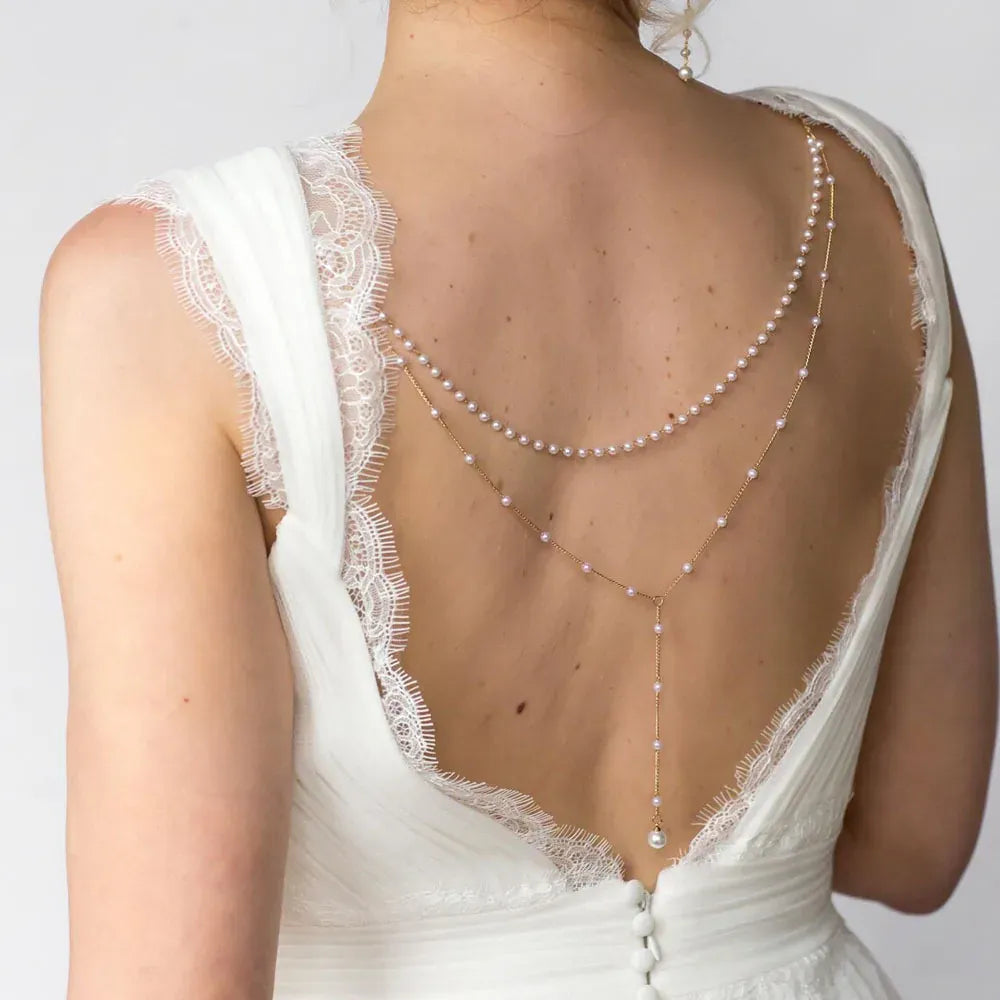 Bijou de Dos Mariage avec Perles