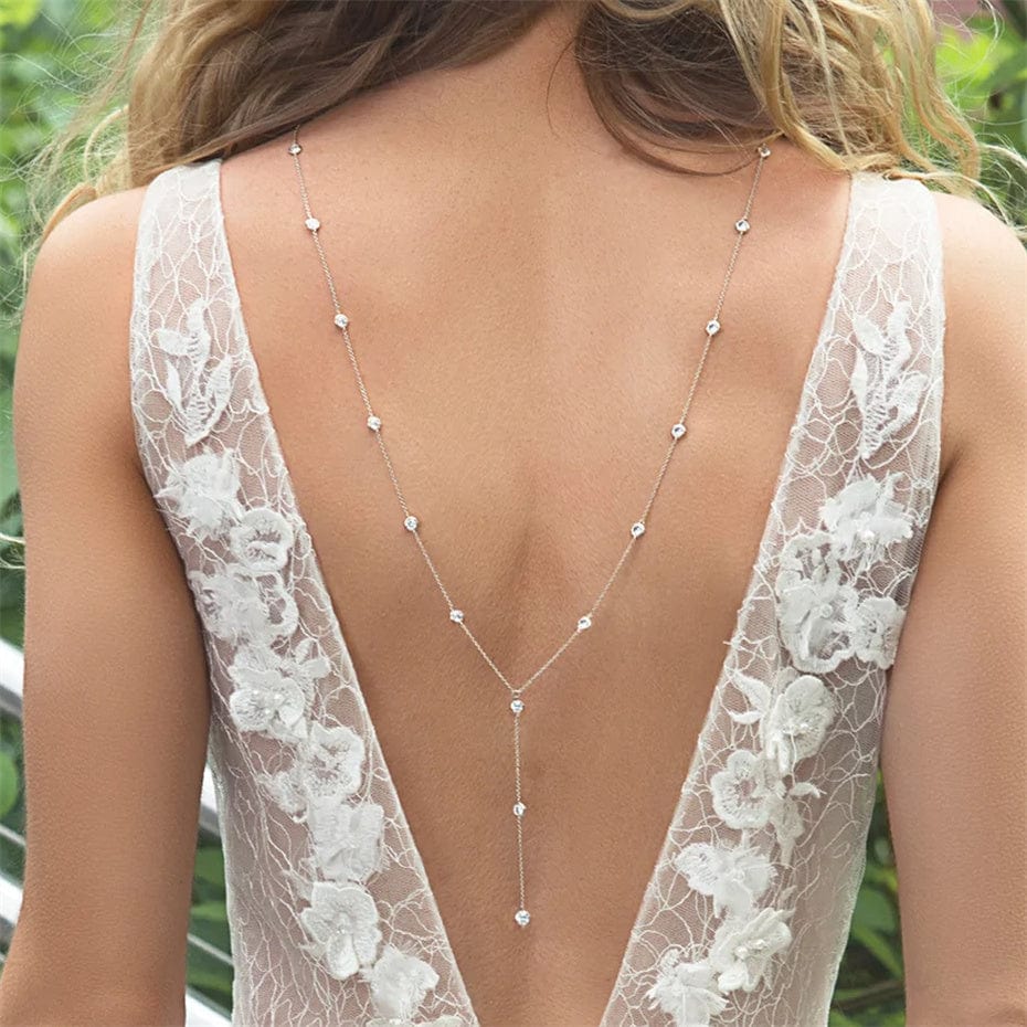 jewelry for low cut wedding dress Y Lariat Back Jewelry Clip