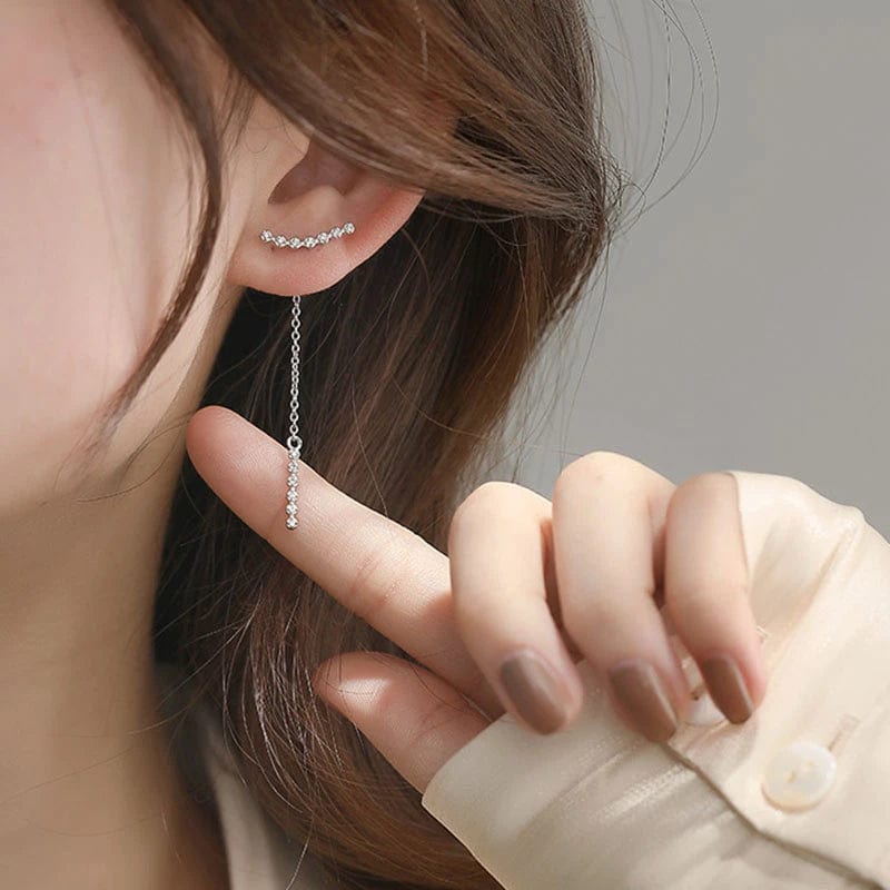 Boucle d&#39;Oreille Chaine Pendante Argent