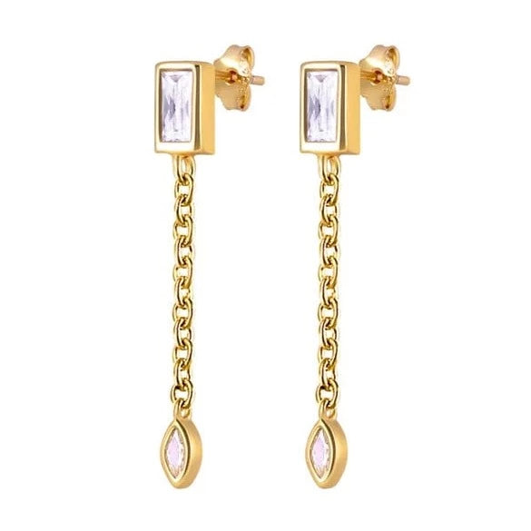 Boucle d'Oreille Diamant Carré Pendante