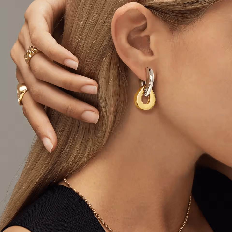 Boucle d&#39;Oreille Double Anneaux