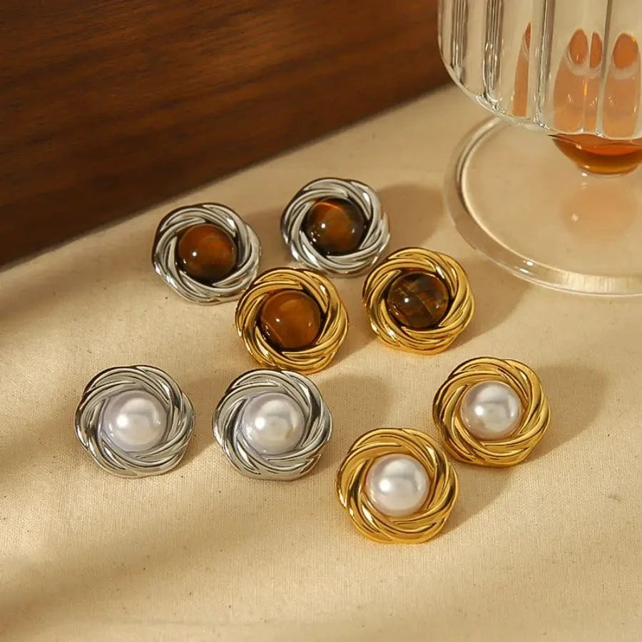 Boucle d'Oreille en Pierre Ronde