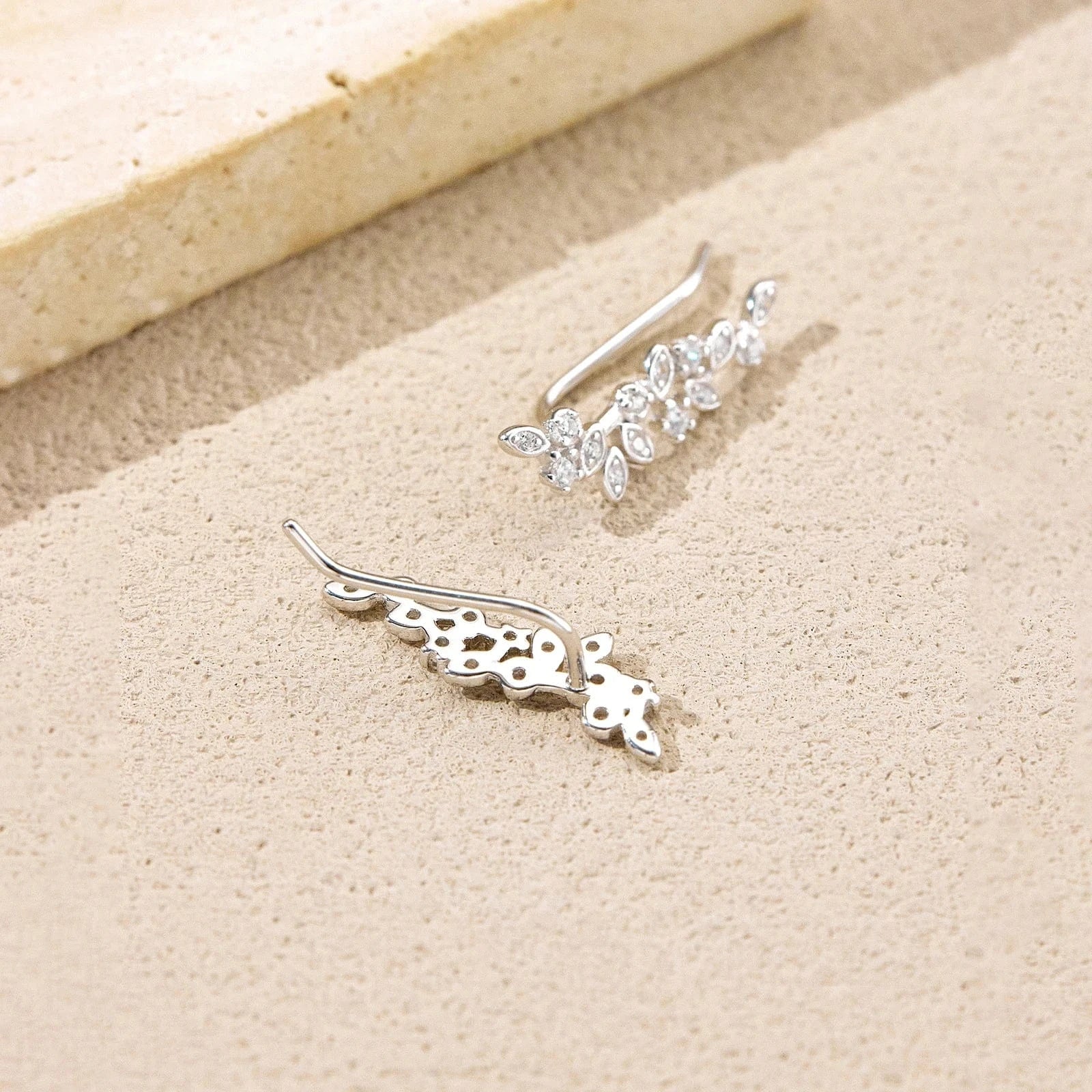 Boucle d&#39;Oreille Grimpante Argent Feuille