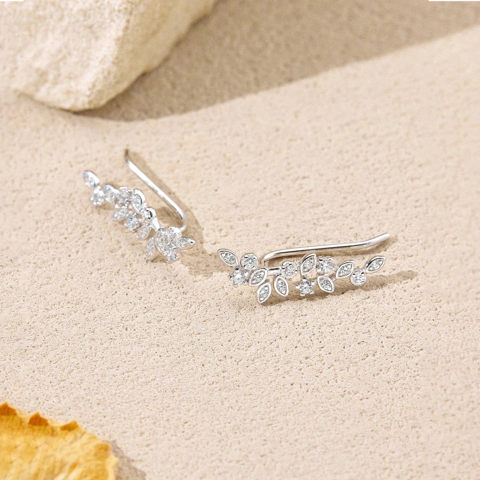 Boucle d&#39;Oreille Grimpante Argent Feuille