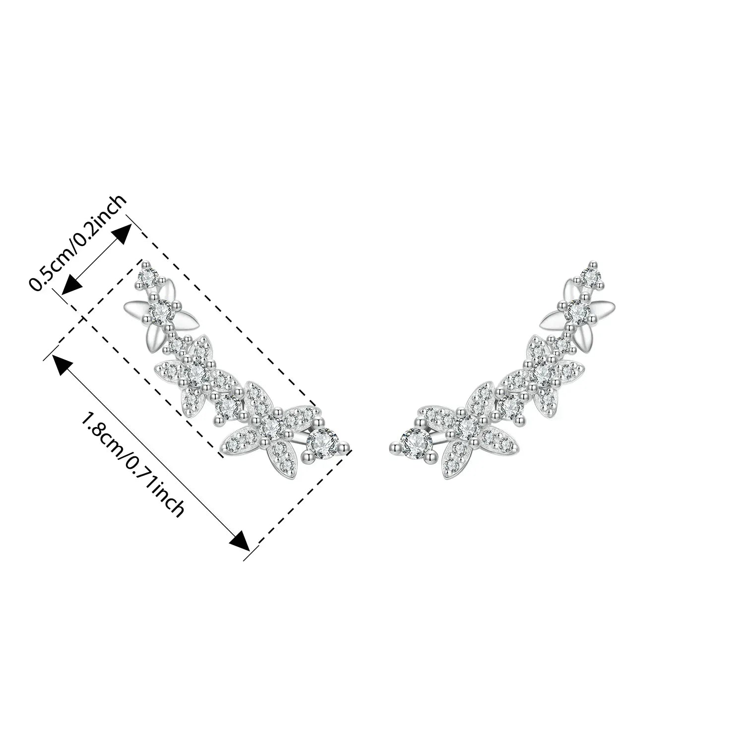Boucle d&#39;Oreille Grimpante Fleur Argent