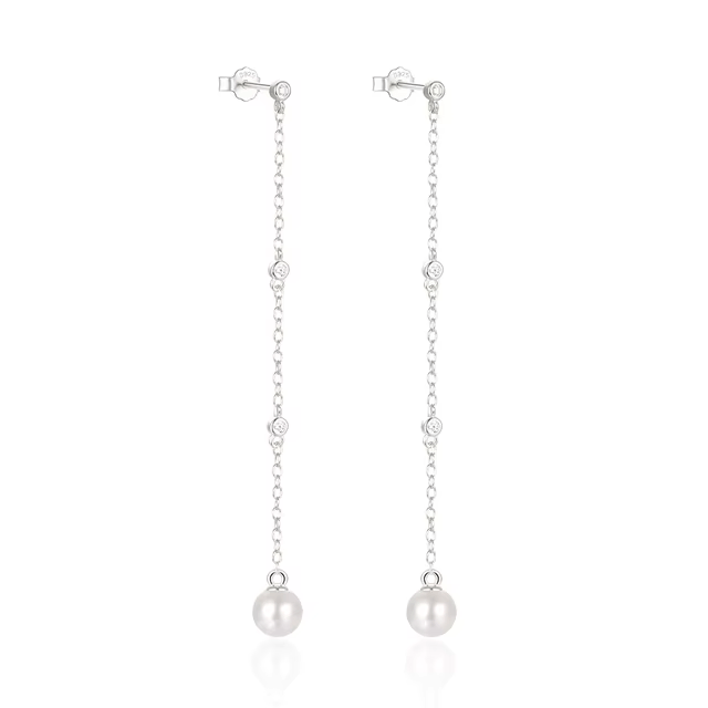 Boucle d'Oreille Longue Perle