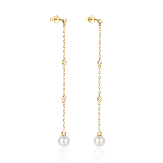 Boucle d'Oreille Longue Perle