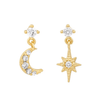 Boucle d&#39;Oreille Lune et Etoile