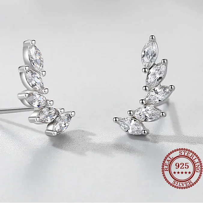 Boucle d&#39;Oreille montante Argent Strass