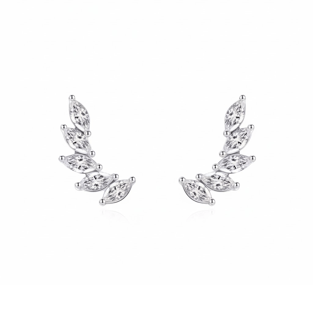 Boucle d'Oreille montante Argent Strass