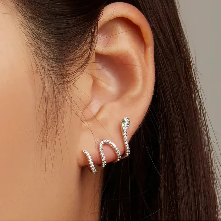 Boucle d'Oreille Montante Serpent