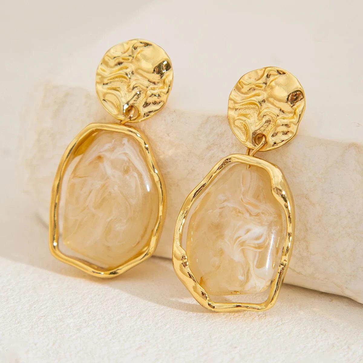 Boucle d&#39;Oreille Pendante Or Pierre