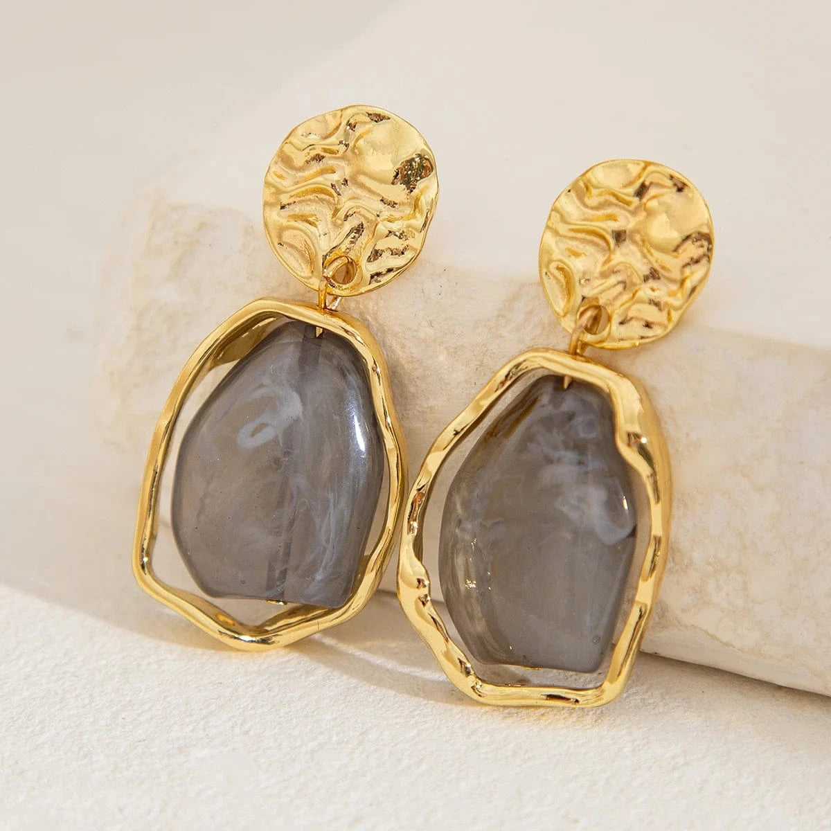 Boucle d&#39;Oreille Pendante Or Pierre