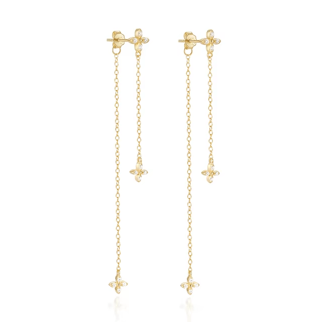 Boucle d'Oreille Trefle Pendante