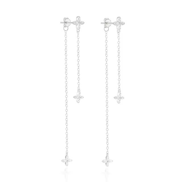 Boucle d'Oreille Trefle Pendante