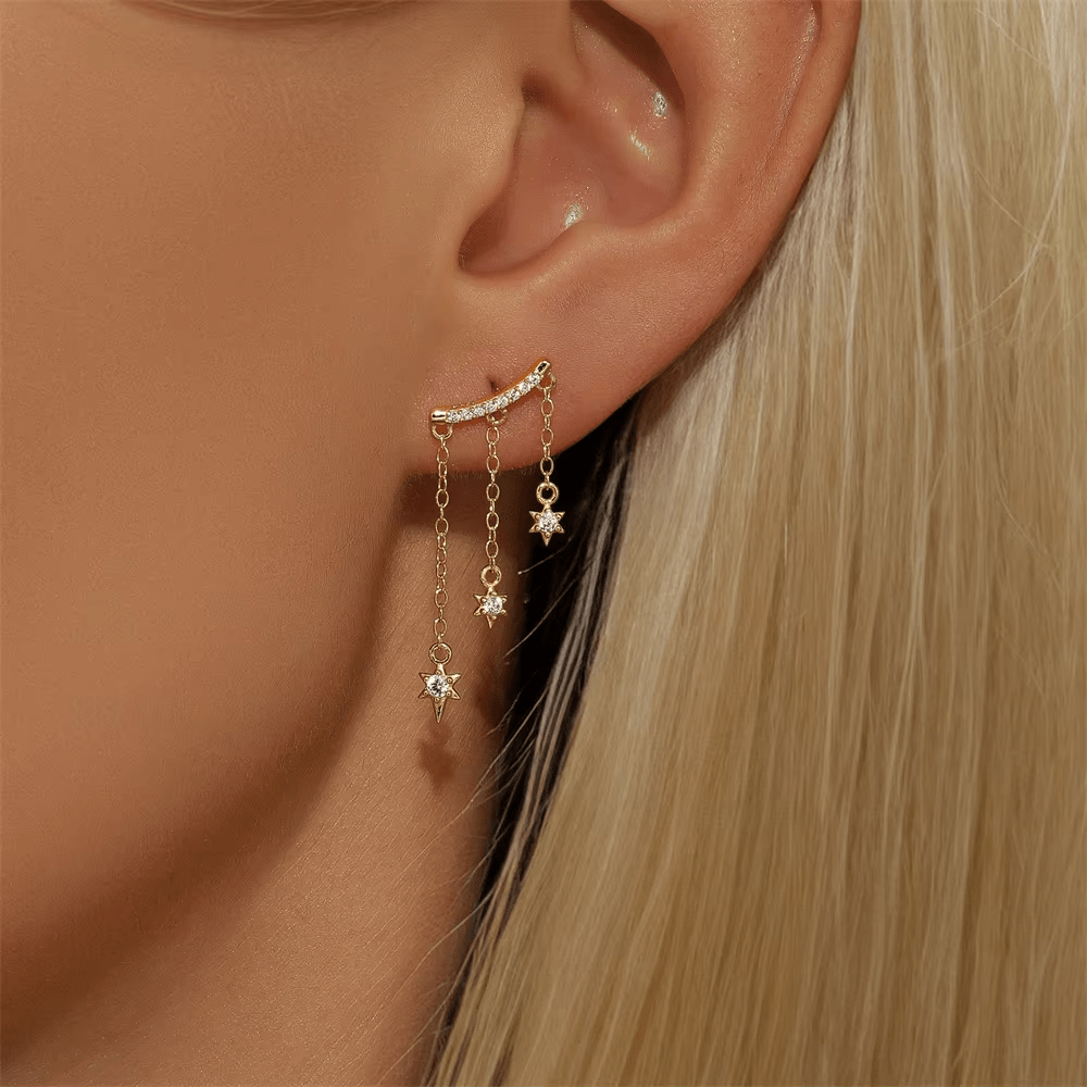 Boucles d'Oreilles Grimpantes Etoiles