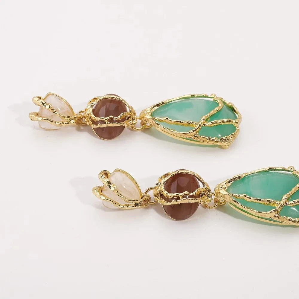 Boucles d&#39;Oreilles Pendantes Pierres