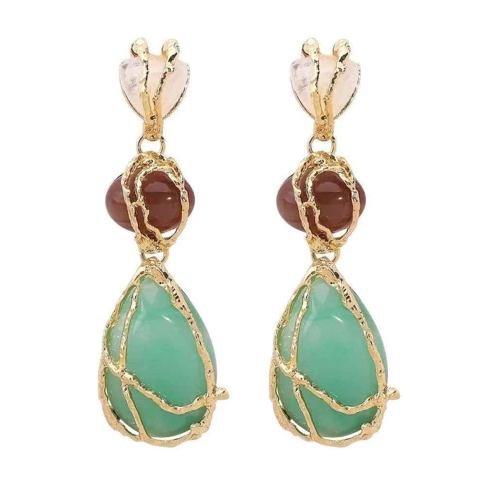 Boucles d'Oreilles Pendantes Pierres