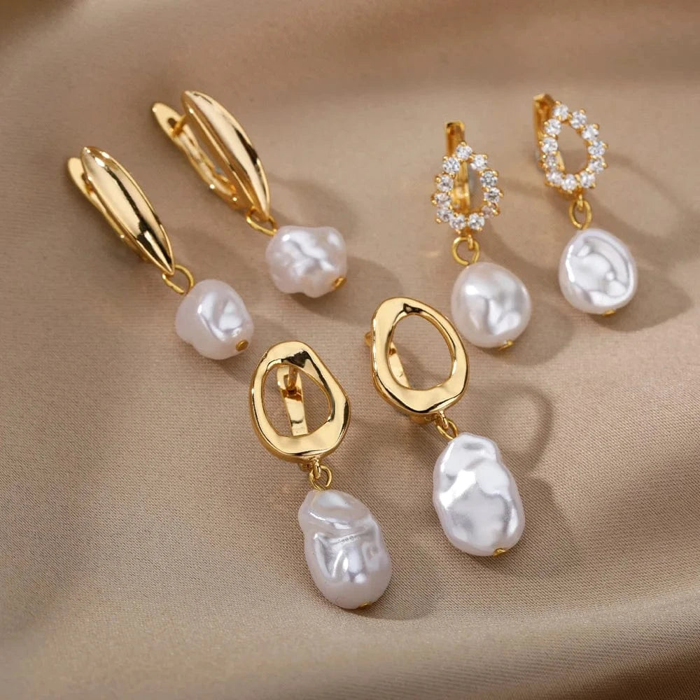 Boucles d'Oreilles Perles Pendantes