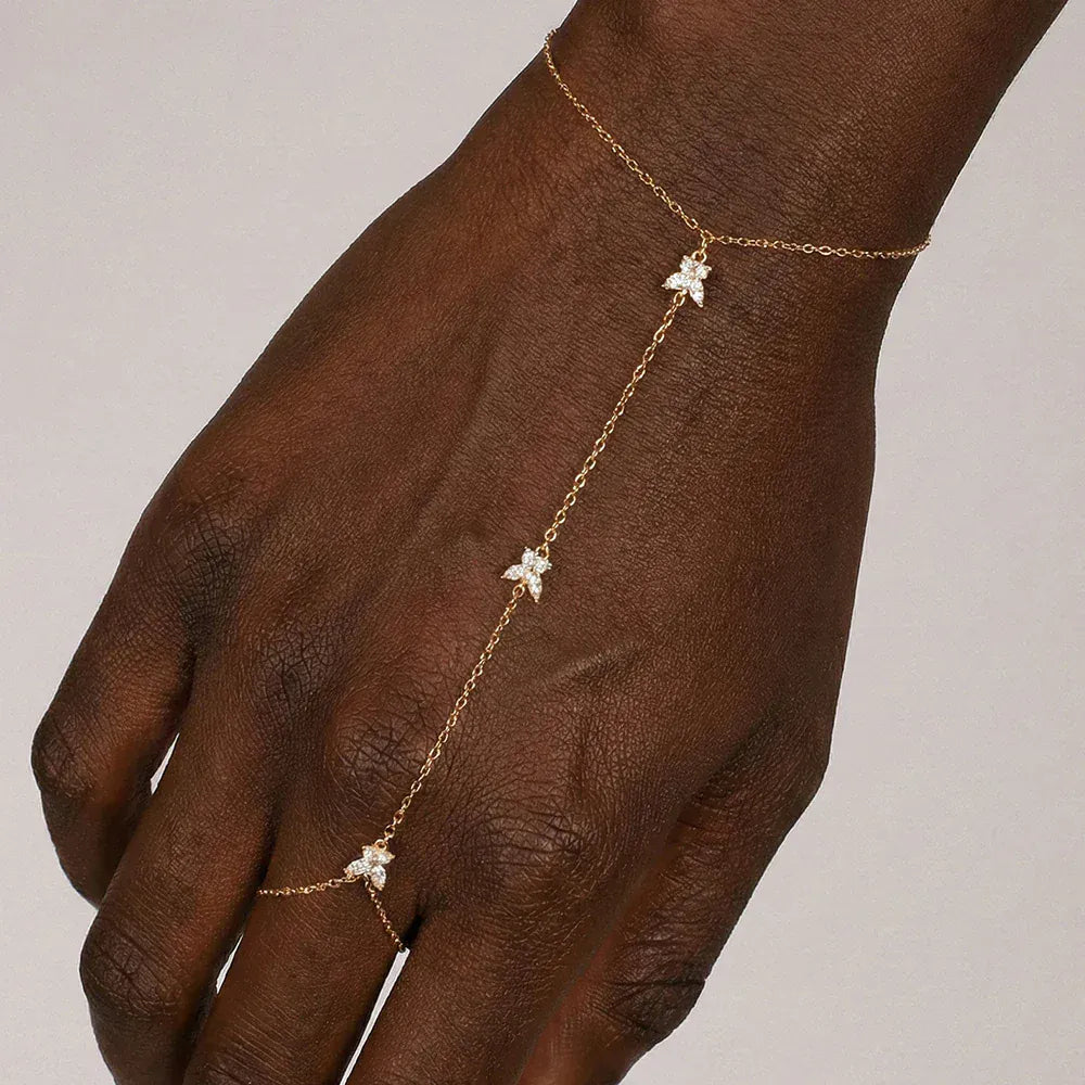 Bracelet Bague Chaine Main en Argent