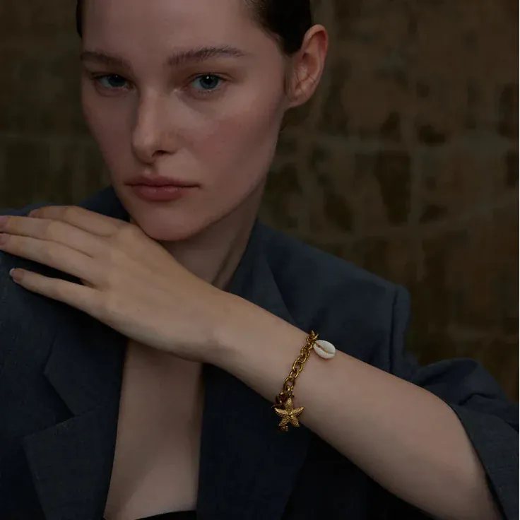 Bracelet Charm Or Coquillage
