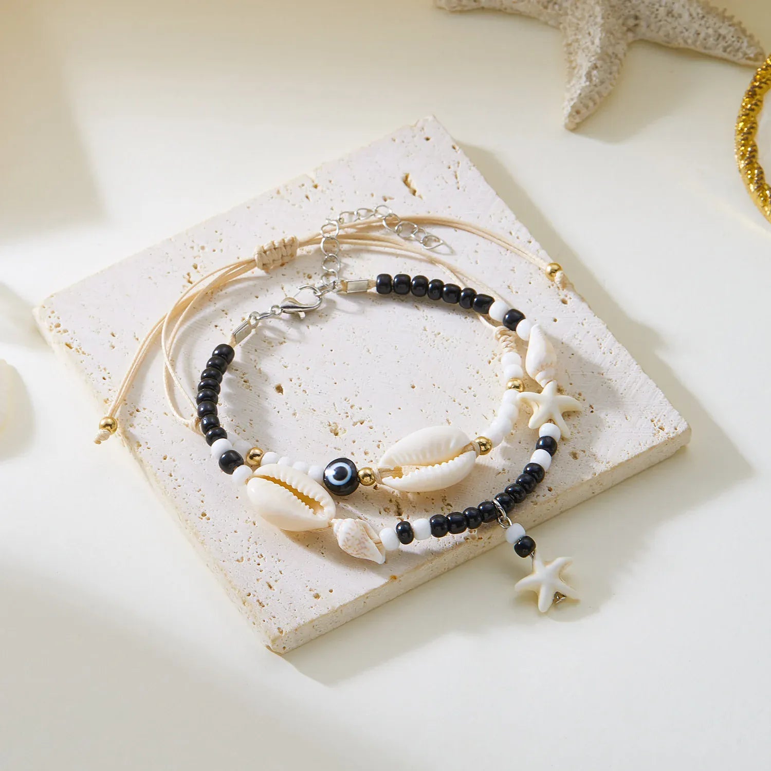Bracelet Cheville Perle Noires