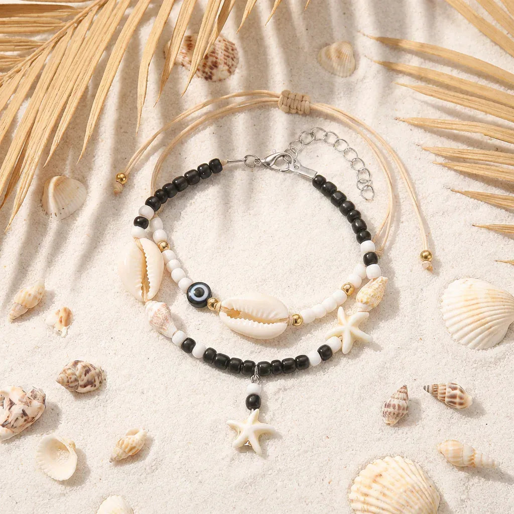 Bracelet Cheville Perle Noires